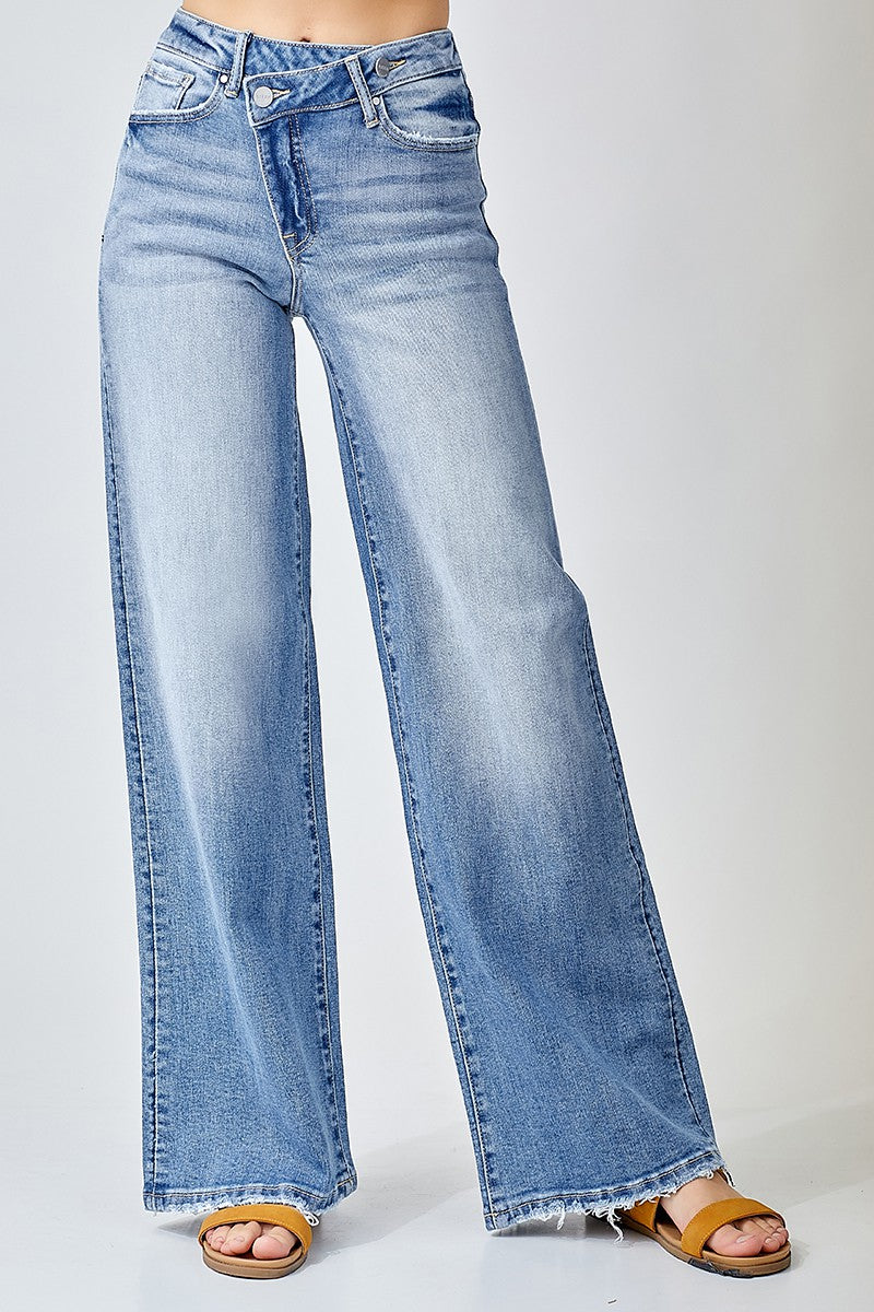 Crisscross Wide Leg Jeans