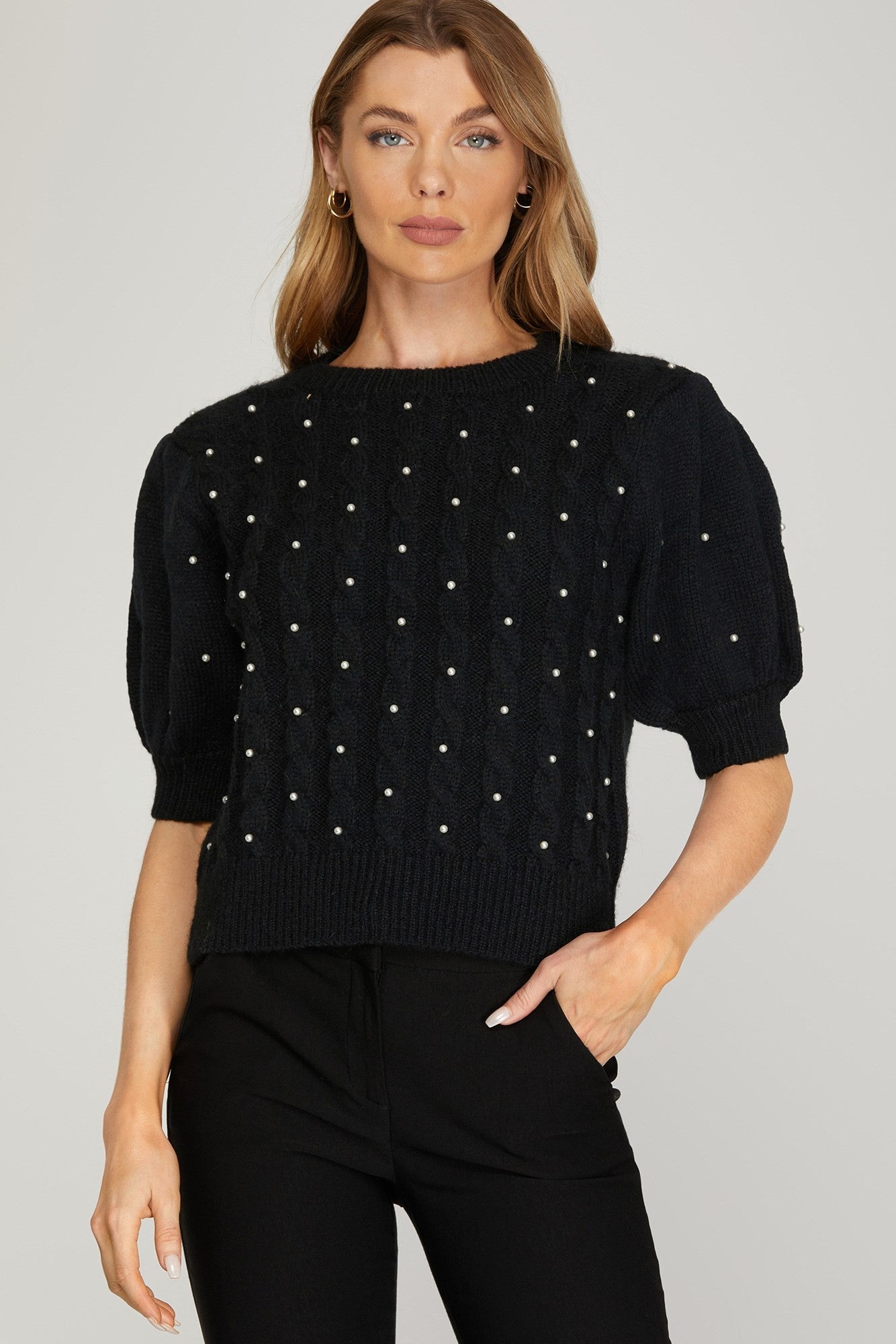 Pearl Puff Sweater Top