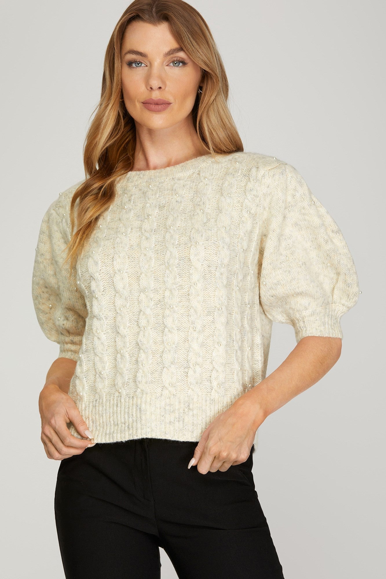 Pearl Puff Sweater Top