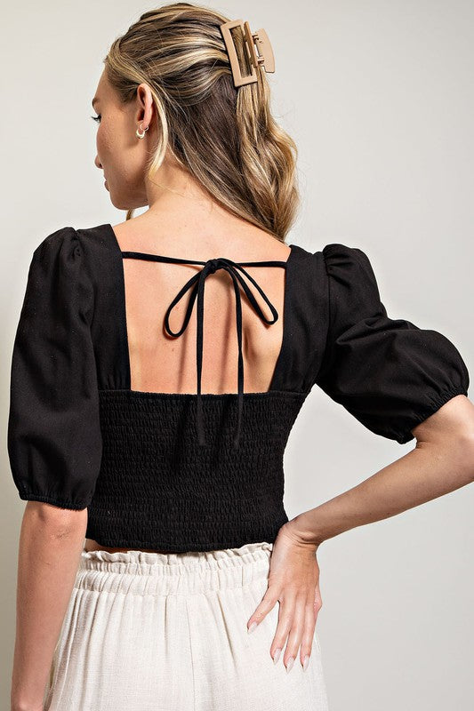 Buttoned Beauty Cropped Top - FINAL SALE