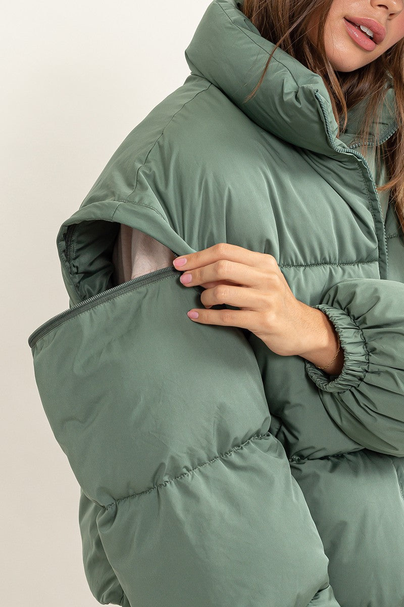 Convertible Cocoon Puffer Jacket